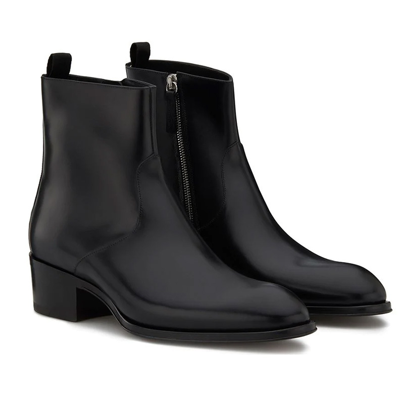 Leather Pointed Toe Zipper High Street Martin Boots foto 3