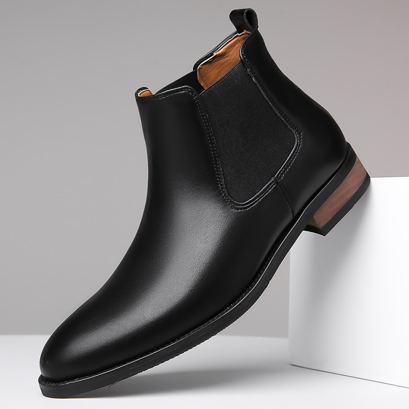 Chelsea Men's High-top Casual Business Wear Pointed Leather Boots foto 4