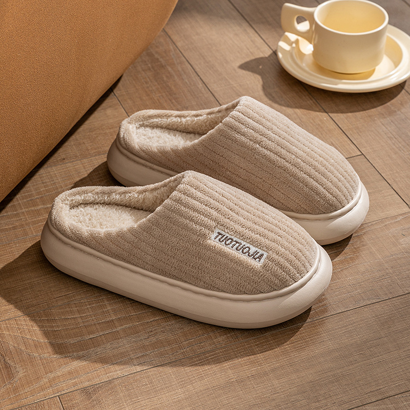 Ladies' Indoor Home Warm Fluffy Anti-slip Cotton Slippers foto 4