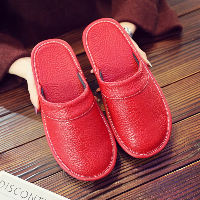 Home Leather Slippers Men's Plus Size Spring And Autumn Waterproof Platform foto 2