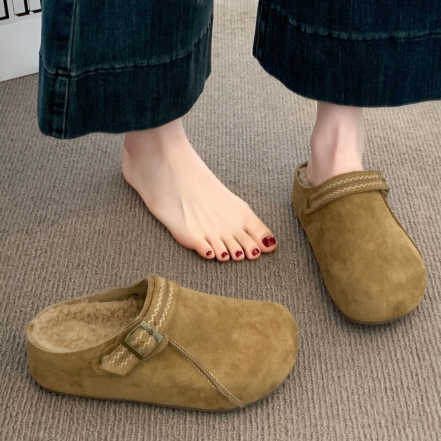 Thick Sole Half Slippers Women's Outer Wear New Autumn And Winter