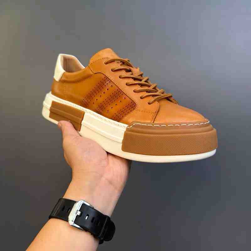 Genuine Leather Breathable Men's Shoes Casual Soft Leather Sneakers foto 5