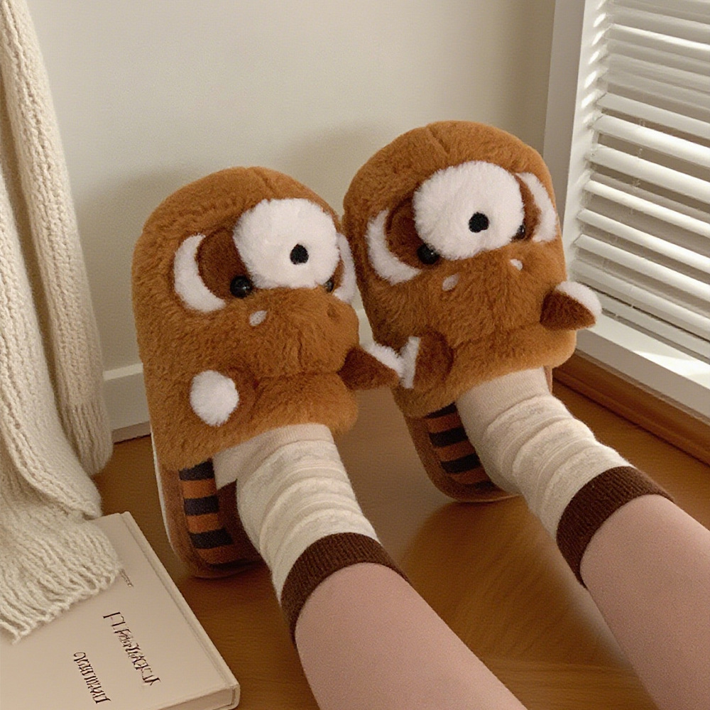 Womens Cartoon Cute Warm Fuzzy Slippers foto 3