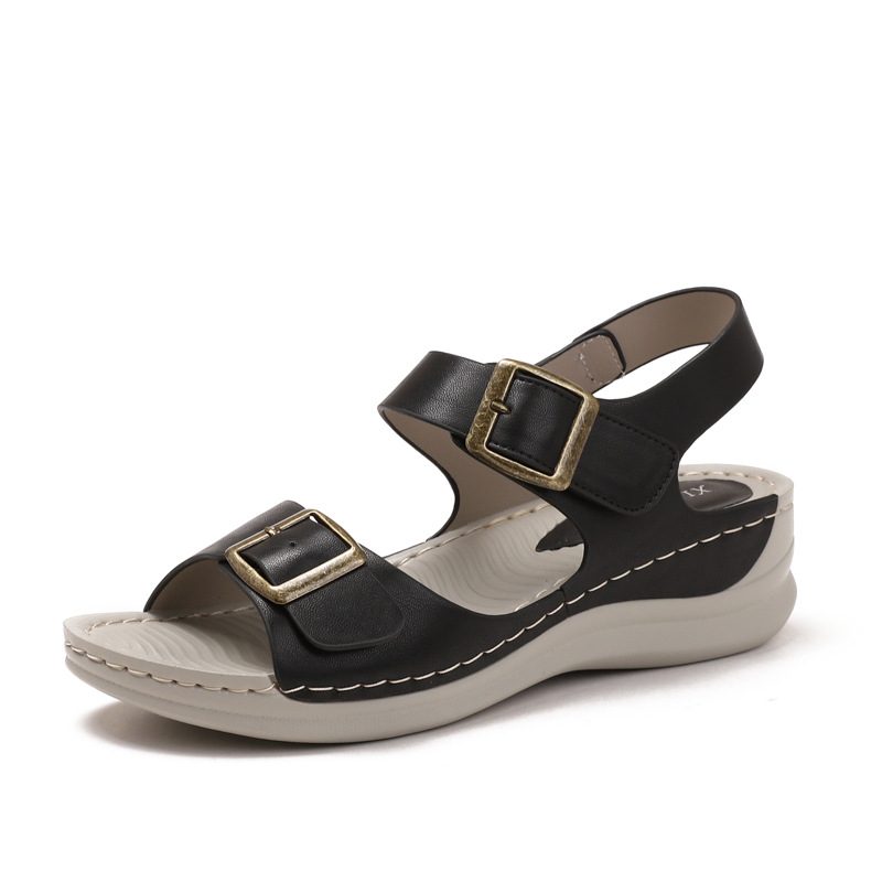 Casual Wedge Sandals Women's Fashion Thick Bottom Velcro Travel Beach Shoes foto 4