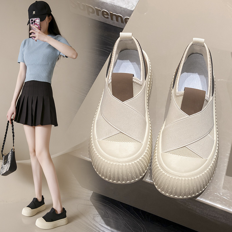 Womens Trendy White Sneakers Chunky Platform Shoes For Students Casual Skate-style Sneakers foto 3