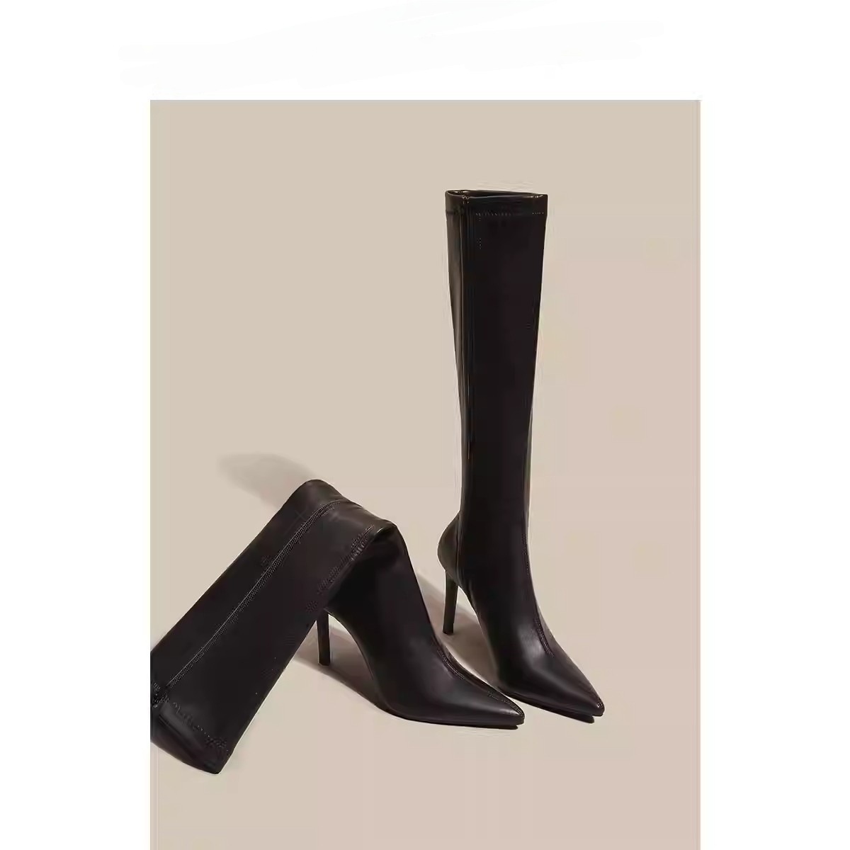 Womens Solid Color Casual White Pointedtoe Overtheknee Boots foto 5