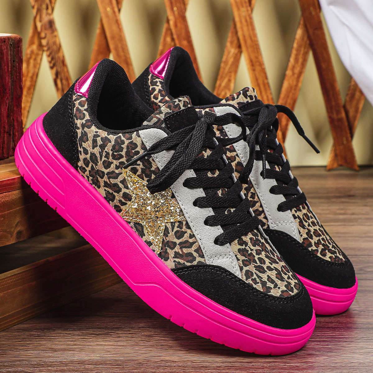 Mens And Womens Leopard-print Skate Shoes With A Personalized Retro Casual Sporty Style foto 4
