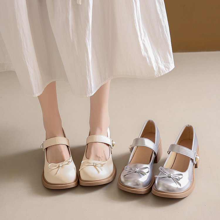 Round Head Bow Style Shallow Mouth All-match Women's Thin Shoes foto 3