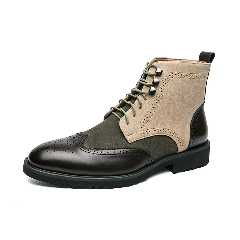 New Motorcycle Leather Boots Men's Fashion Plus Size Lace Up Denim foto 2