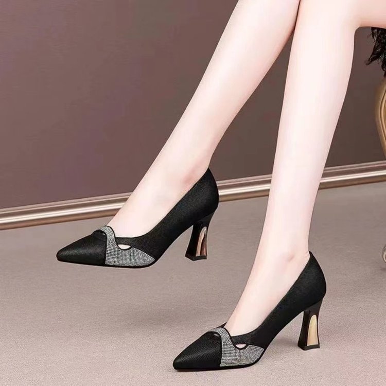 Womens Elegant Pointed-toe Chunky-heel High Heels foto 2