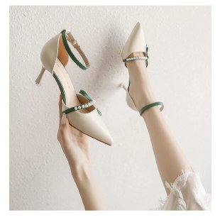 White High-Heel Shoes Versatile Strap Pumps With A Sleek French Stiletto Heel foto 5