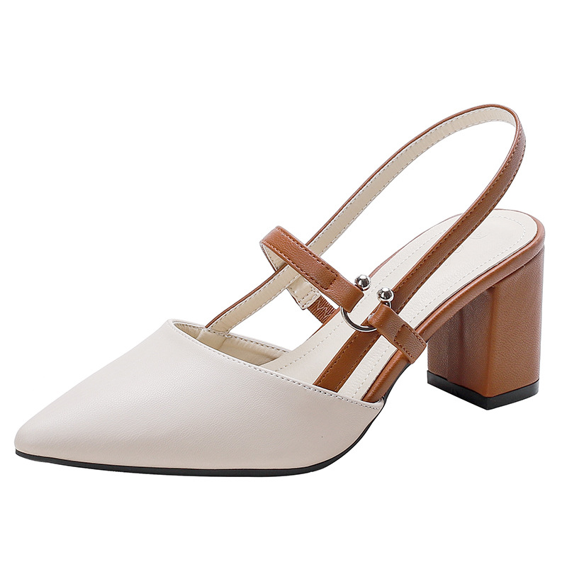 Summer New Pointed-toe Fashionable Open-heel Chunky Heel Shoes foto 5