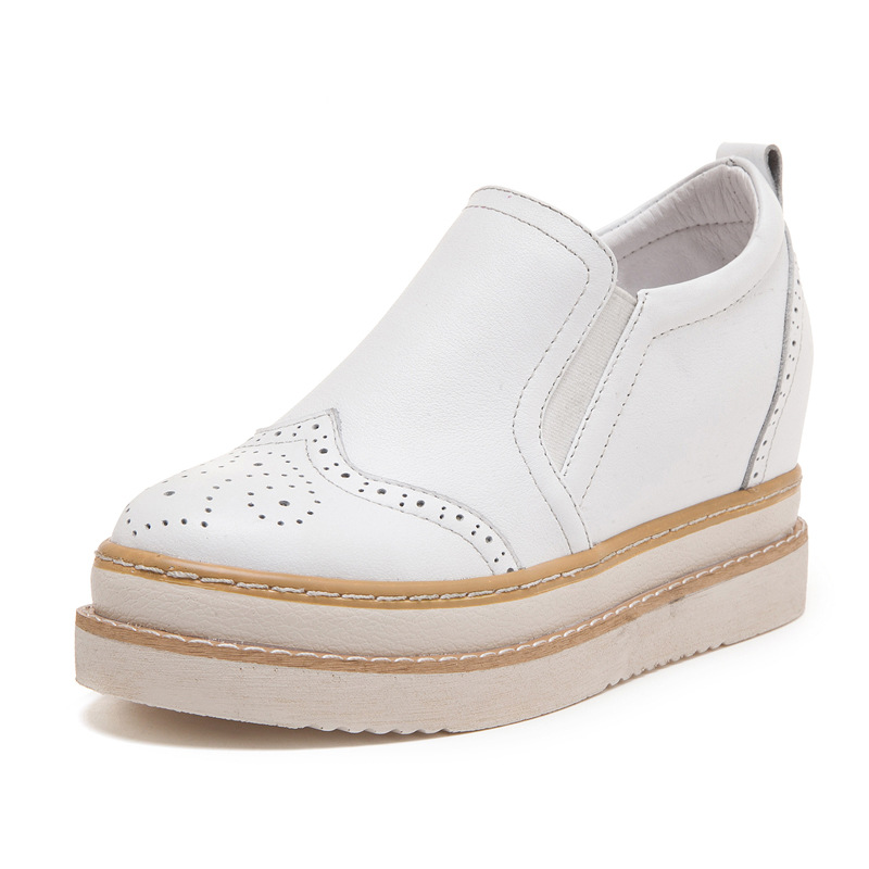 Women's Height Increasing Insole Genuine Leather Women's Shoes Brogue Platform foto 2