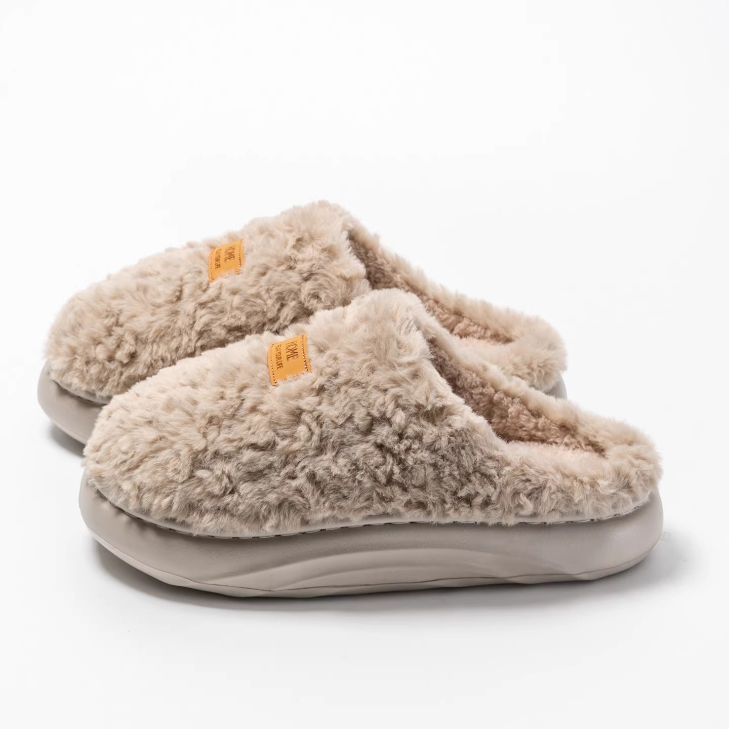 Womens Plush Thick Soled Cotton Slippers Warm Non Slip Perfect For Indoor Home Wear foto 3