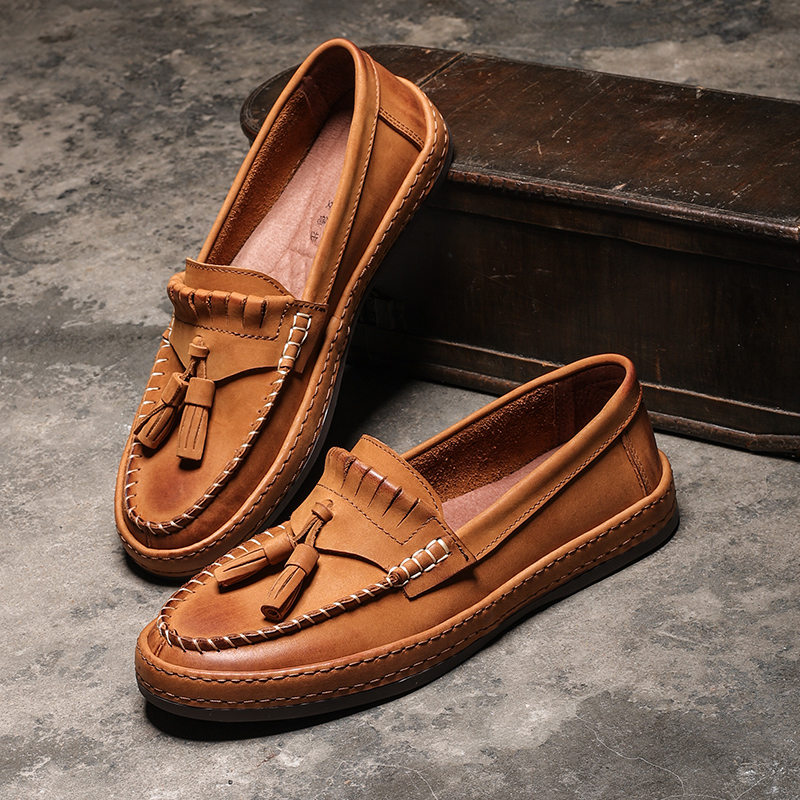 Summer British Style Leather Slip-on Casual Men's Shoes foto 3