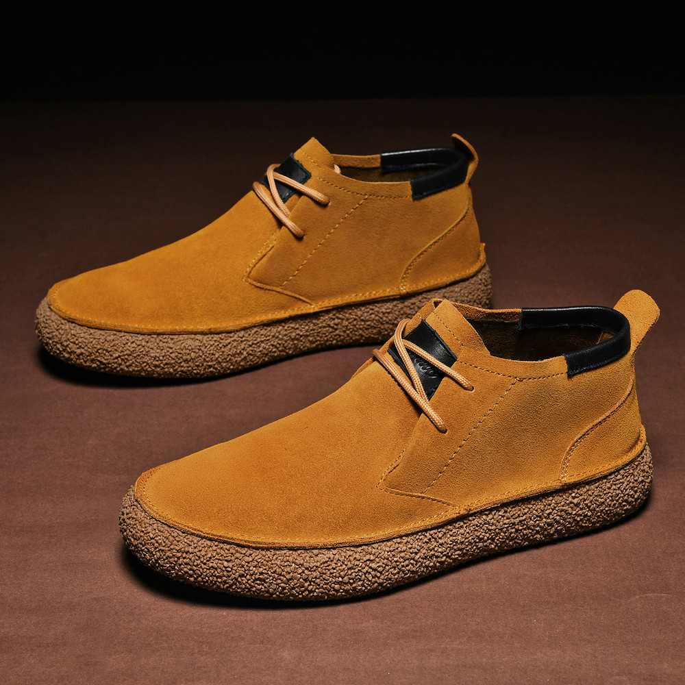 Matte Leather Mercerized Suede Leather Mid-top Board Shoes Men foto 2
