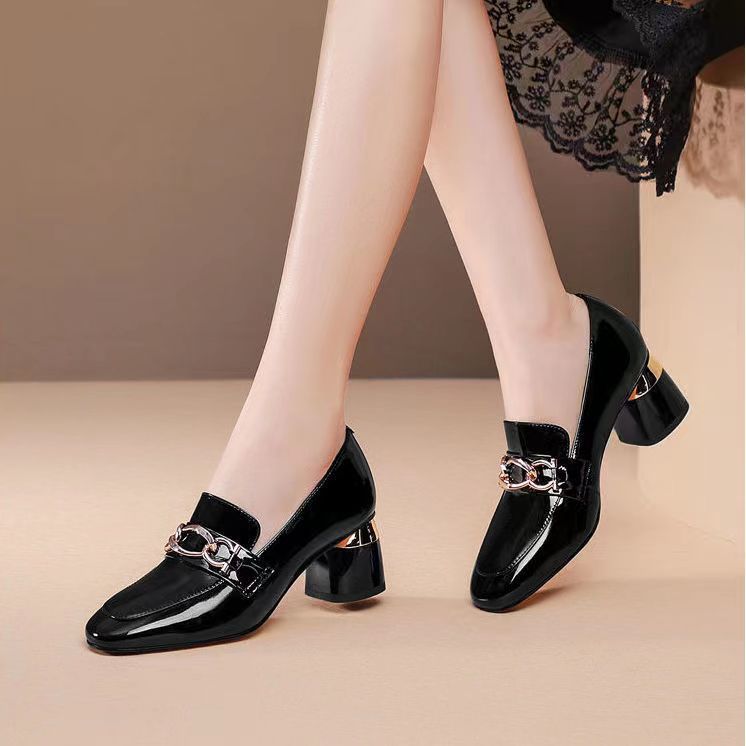 High Heel Pumps Women's Soft Leather Patent Leather Shoes foto 2