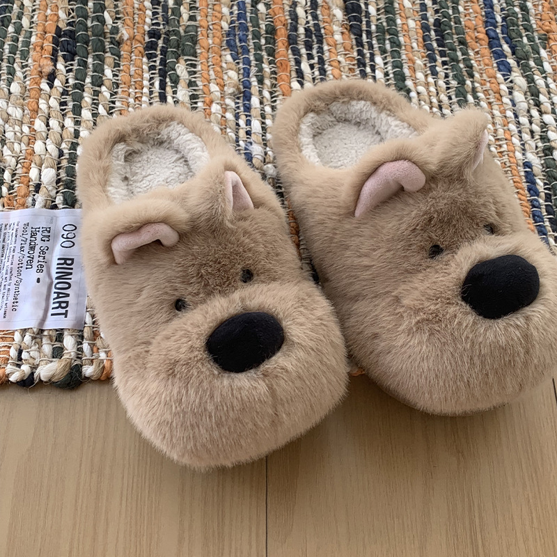 Women's Winter Plush Cartoon Puppy Cotton Slippers foto 5