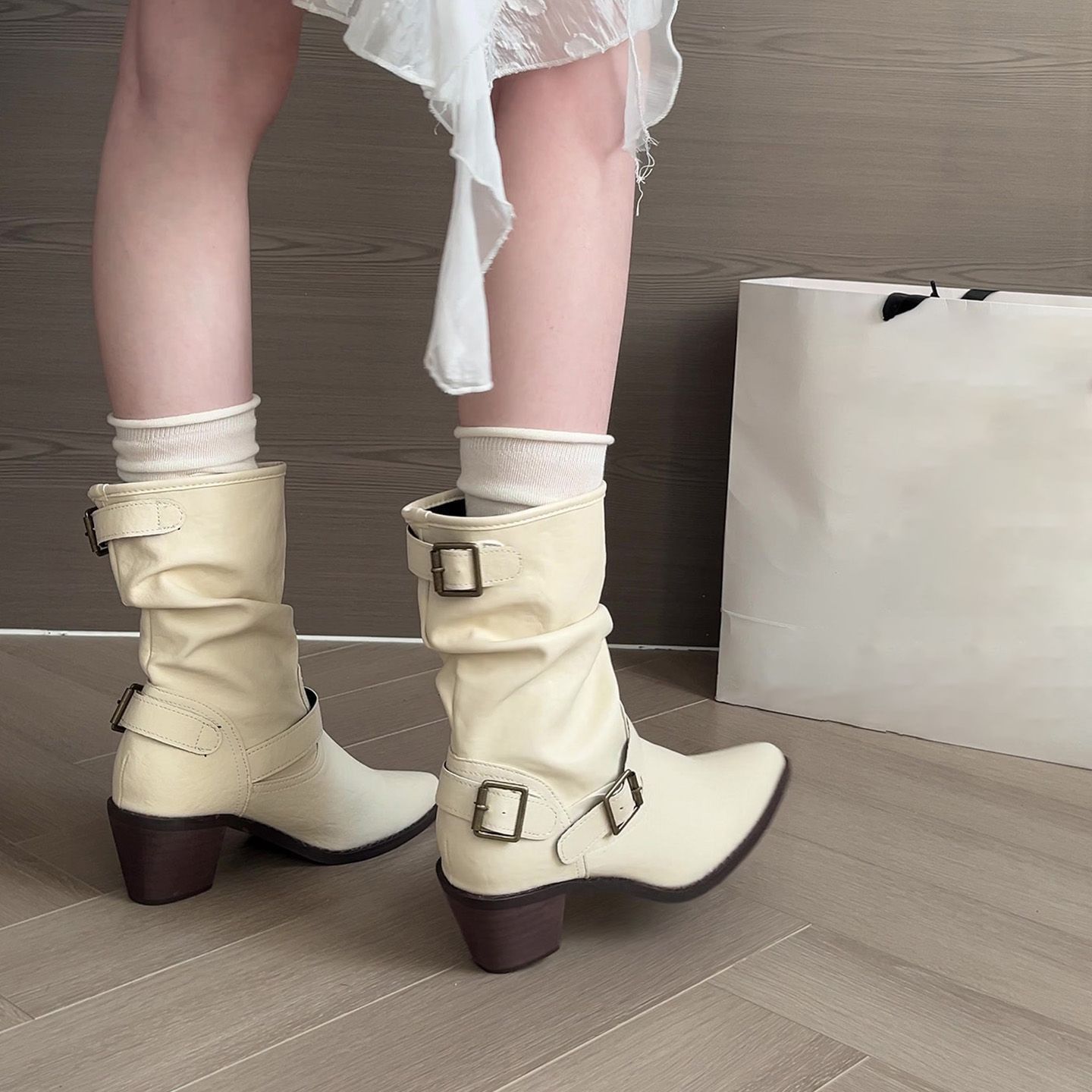 Fashion All-match Comfort And Casual Pointed Toe Chunky Heel Women's Boots foto 2