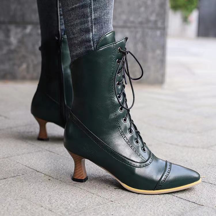 Large Size Women's British-style Martin Wine Glass High Heel Boots Women's Motorcycle foto 3