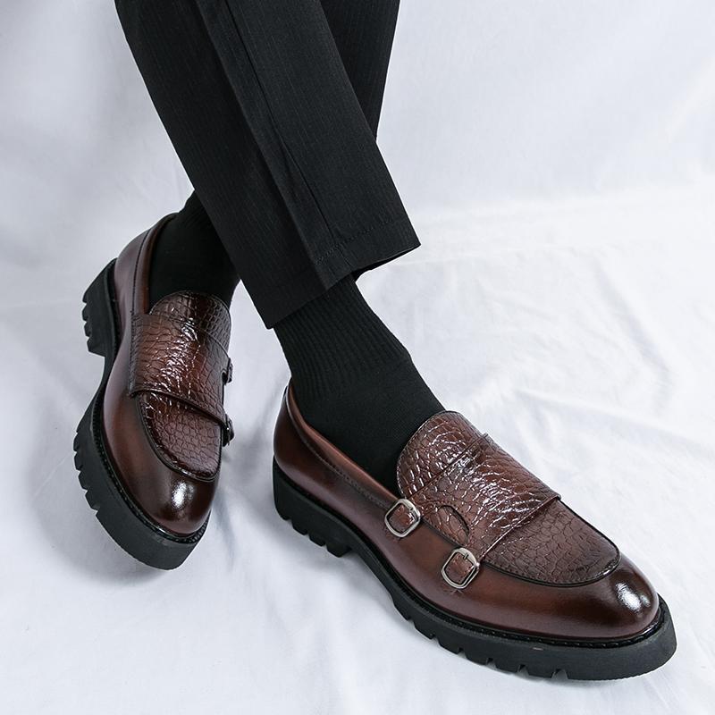 Slip-on Platform Height Increasing Men's Leather Loafers Shoes foto 4