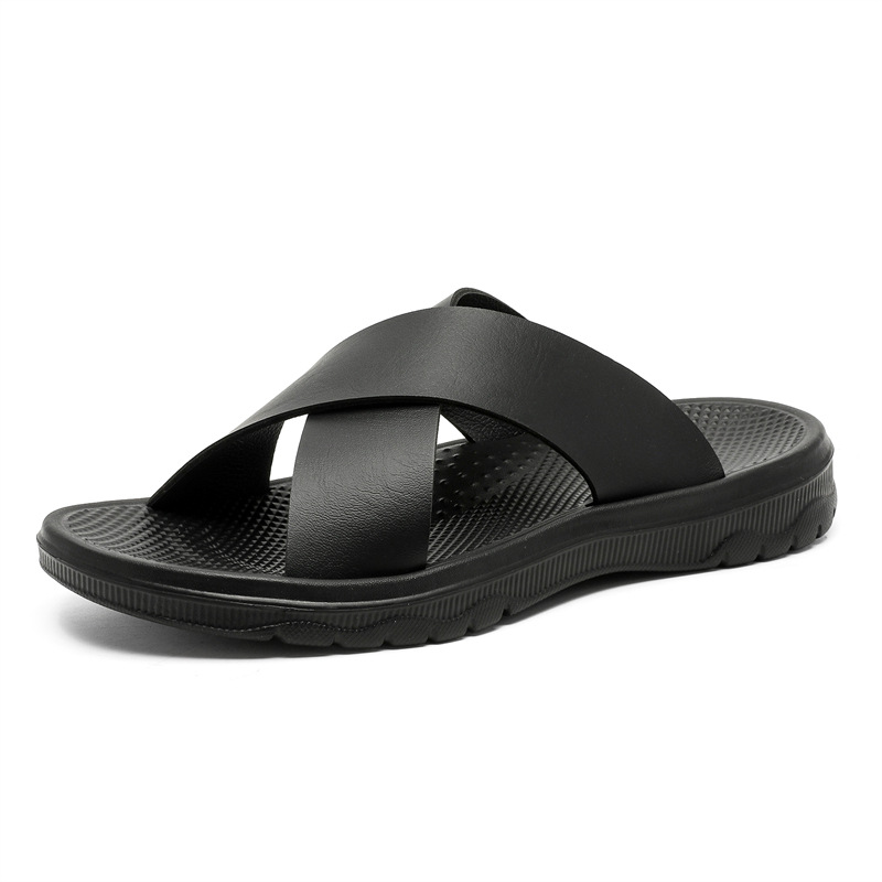 Leather Cross Plus Size Beach Casual Slippers Men foto 4