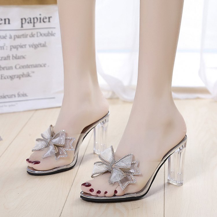 Women's Outdoor Chunky Heel Summer High Heel Transparent Slippers foto 3