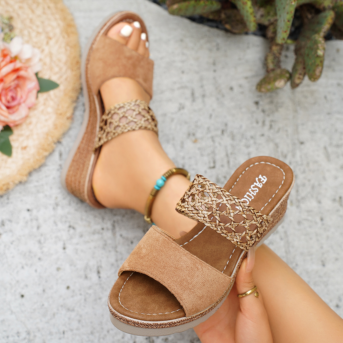 High-heeled, Plus-size Cutout Peep-toe Sandals For Women