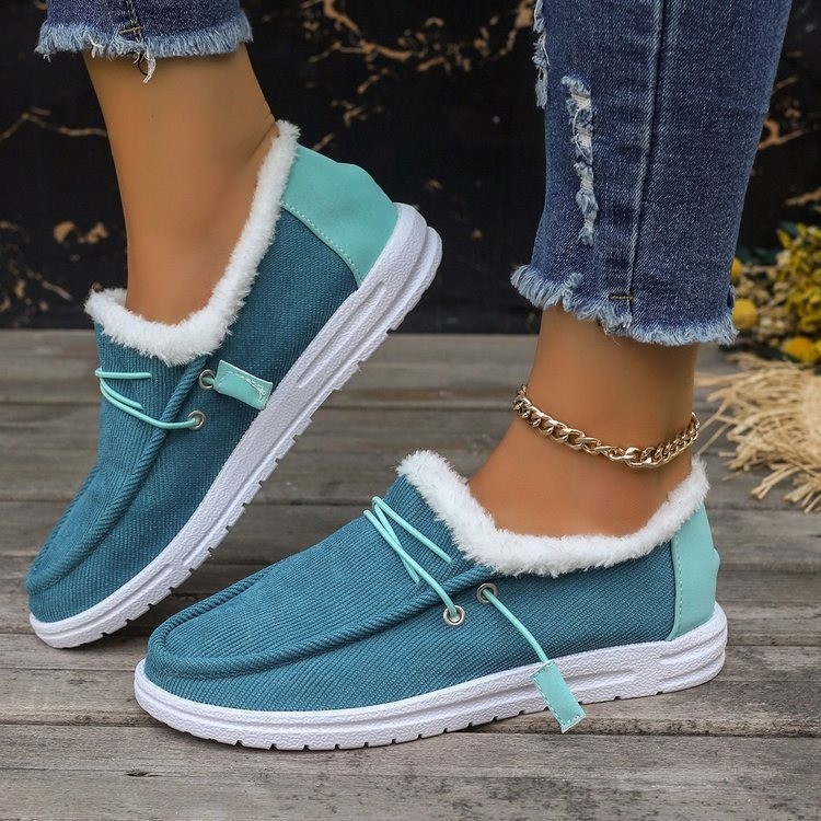 Autumn And Winter New European And American Round Head Lace Plus Velvet Warm Women's Fur Shoes foto 5