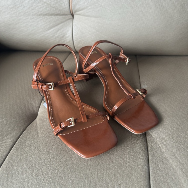 Casual High-heeled Open-toe Sandals Women's Shoes Square Toe foto 2