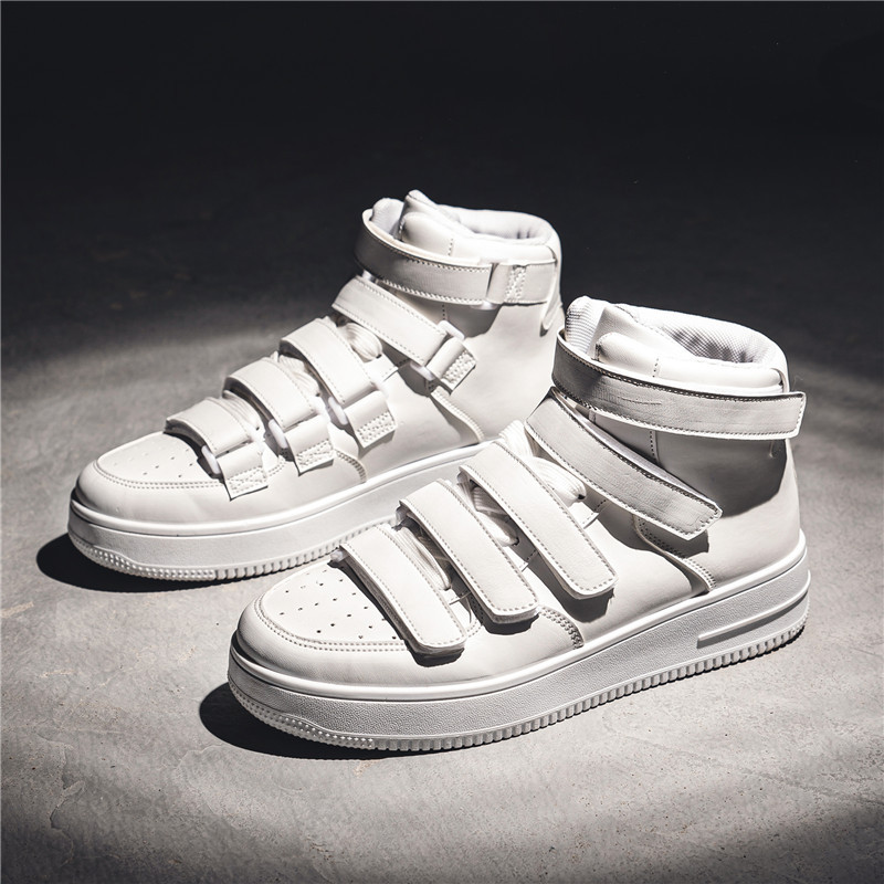 Spring Men's High-top Board Shoes Trendy Youth Student White Shoes Velcro Sports Casual foto 2