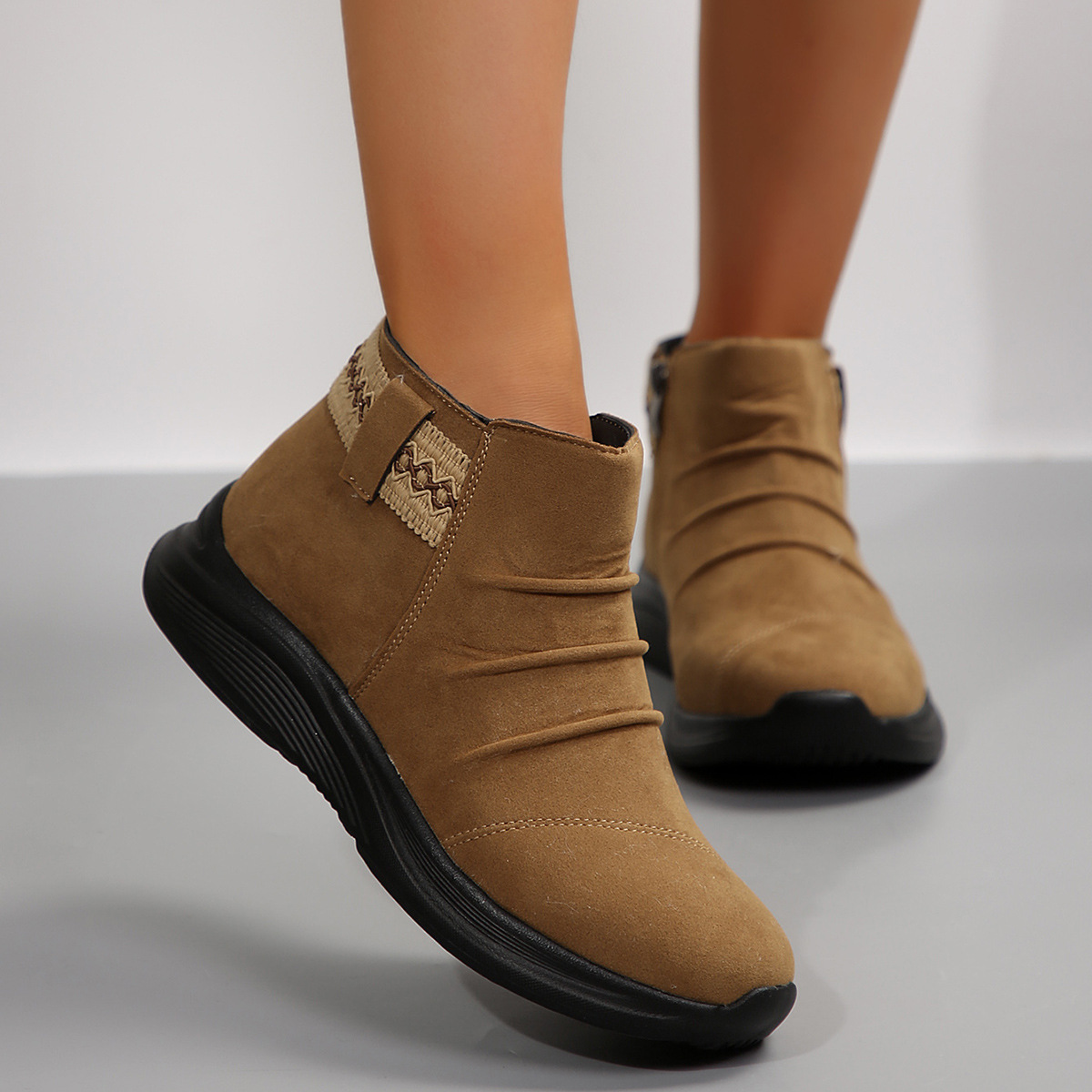 Round Head Women's Autumn And Winter Frosted Martin Boots Casual All-matching foto 4