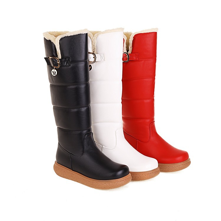 Womens Fleece-Lined Solid-Color Minimalist High Boots foto 4