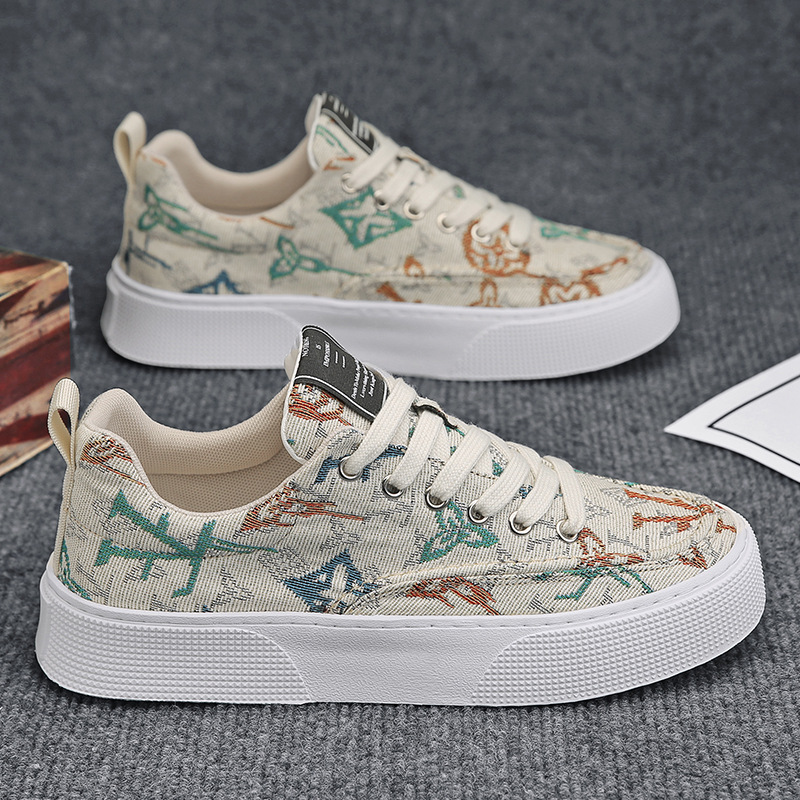 Men's Breathable Canvas Shoes Trendy Lightweight Soft Sole foto 2