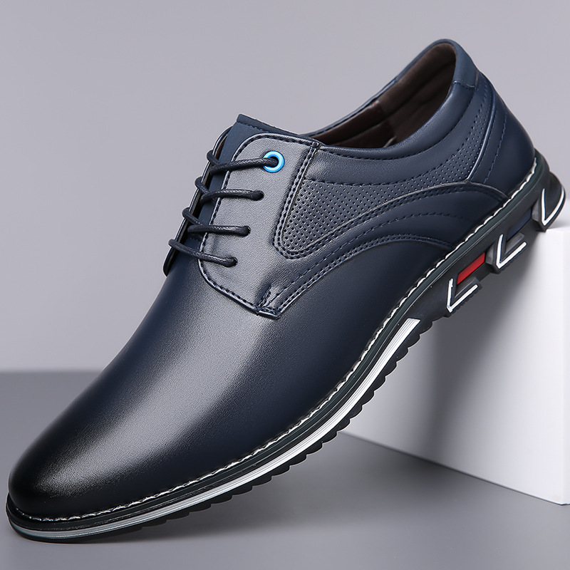 Versatile Men's Oversized Lace Up Leather Shoes foto 3