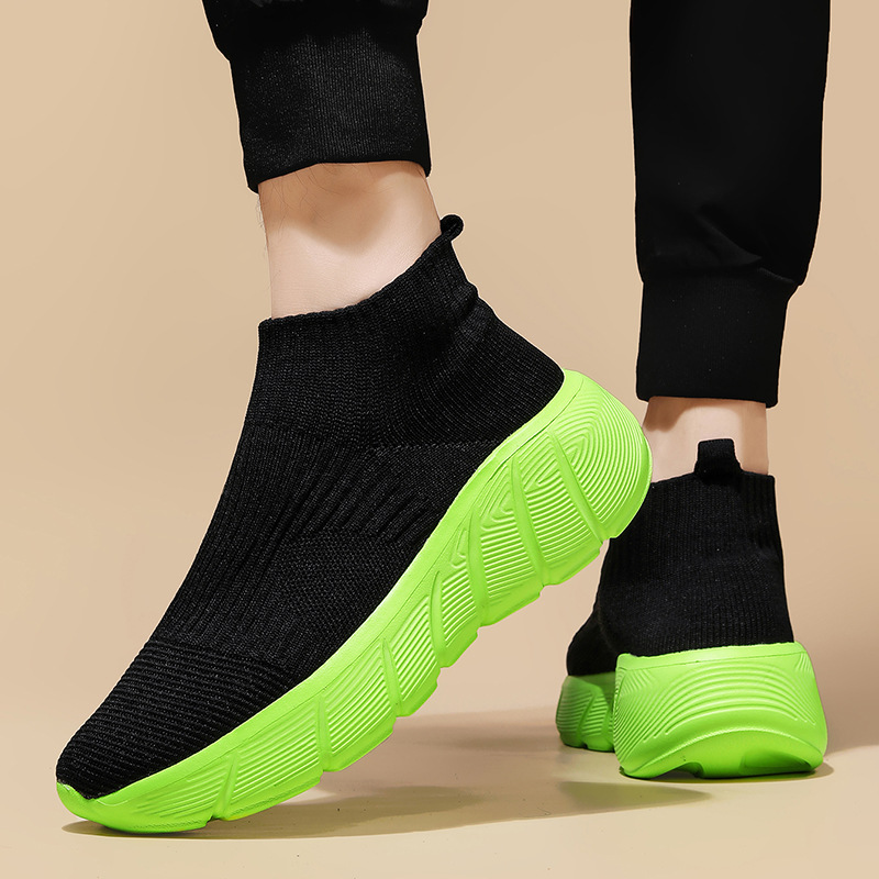 Couple High-top Flying Woven Shoes Casual Trend Men's Shoes Slip-on foto 2