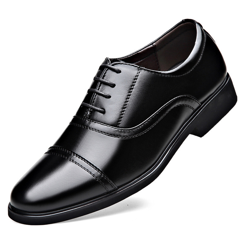 Men's Business Casual Pointed-toe Lace British Formal Wear Leather Shoes Soft Bottom foto 3
