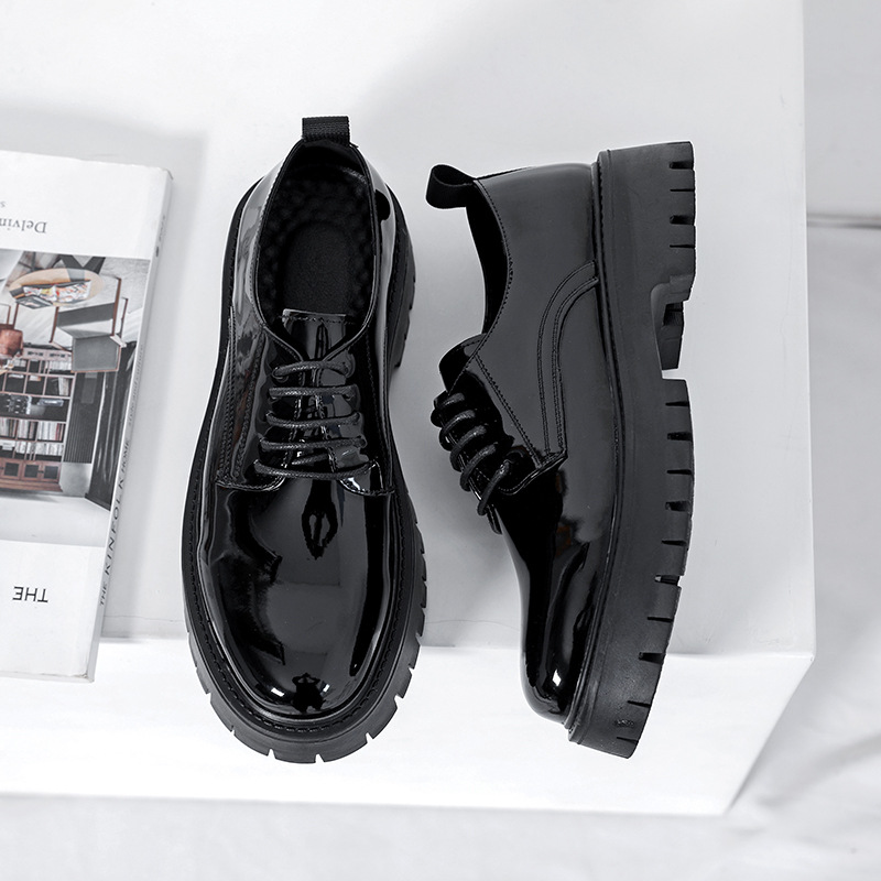 Plus Size Men's Shoes Fashion Shiny Surface Big Head Leather Shoes British Style foto 3