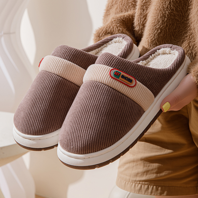 Household Warm Slugged Bottom Non-slip Plush Slippers foto 4