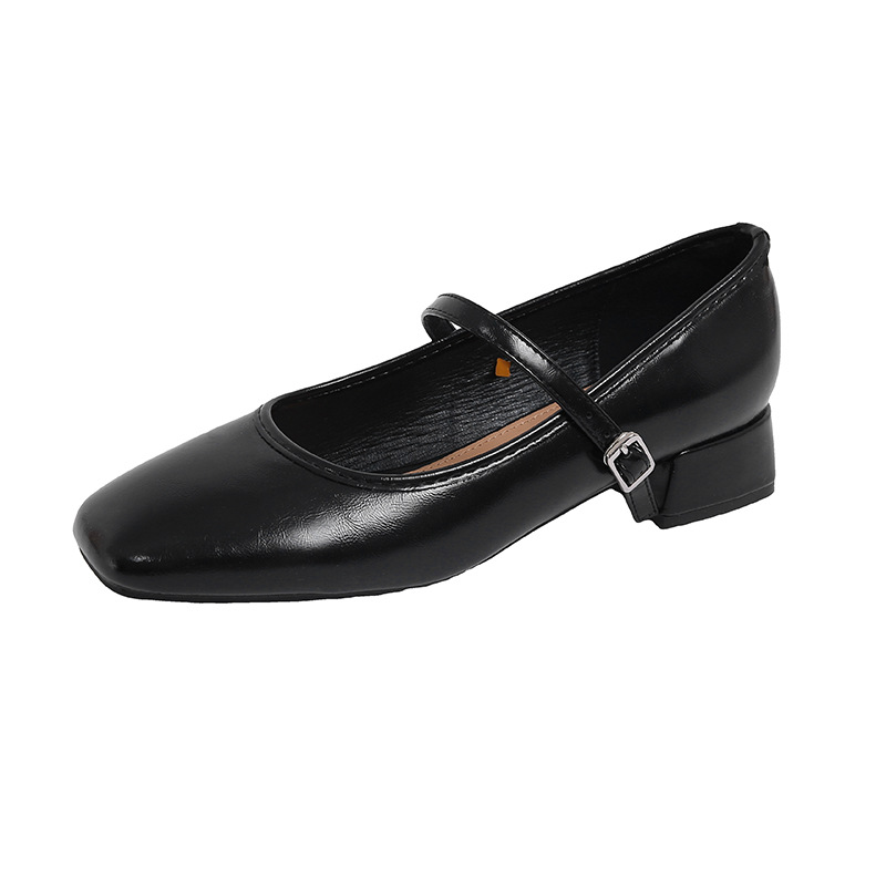 Chunky-heeled French-style Low-cut Pumps In Black For Women foto 3