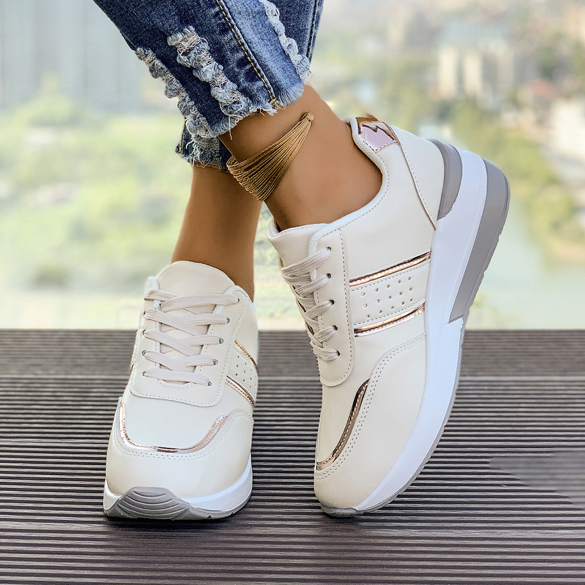 Womens Chunky-Soled Casual Fashion Sneakers foto 5