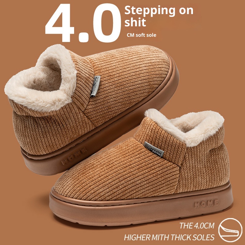 Ankle Wrap Cotton Slippers Women's Indoor Plush Thermal Non-slip Cotton-padded Shoes foto 3