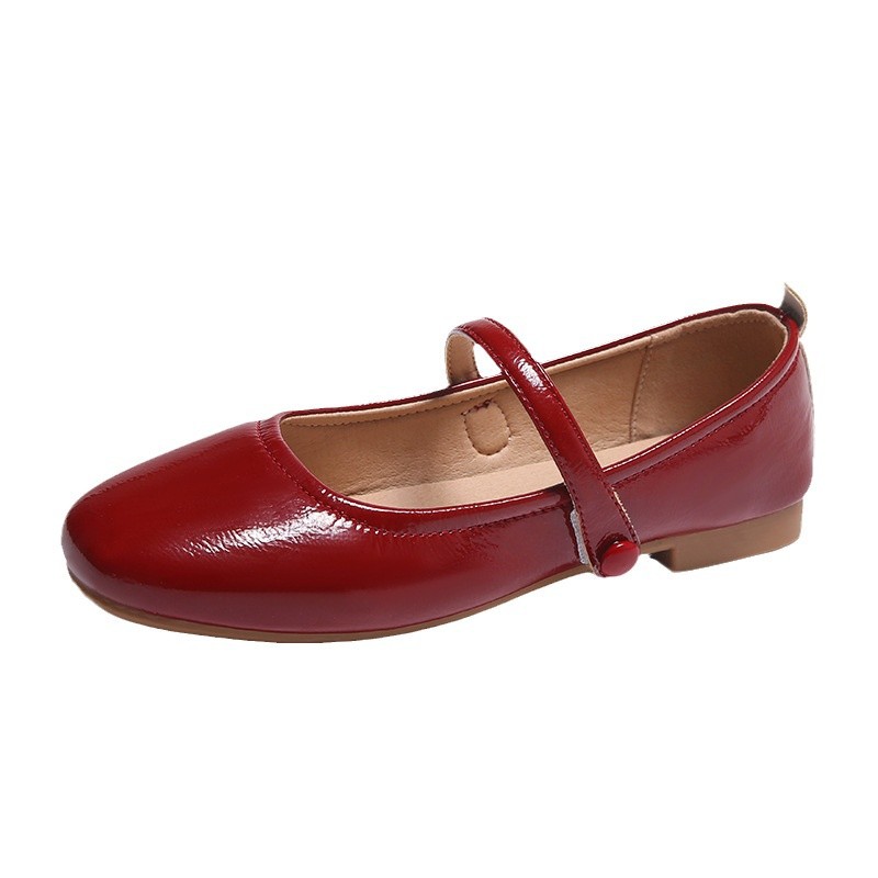 Casual One-strap Low-heeled Round-toe Mary Jane Leather Shoes