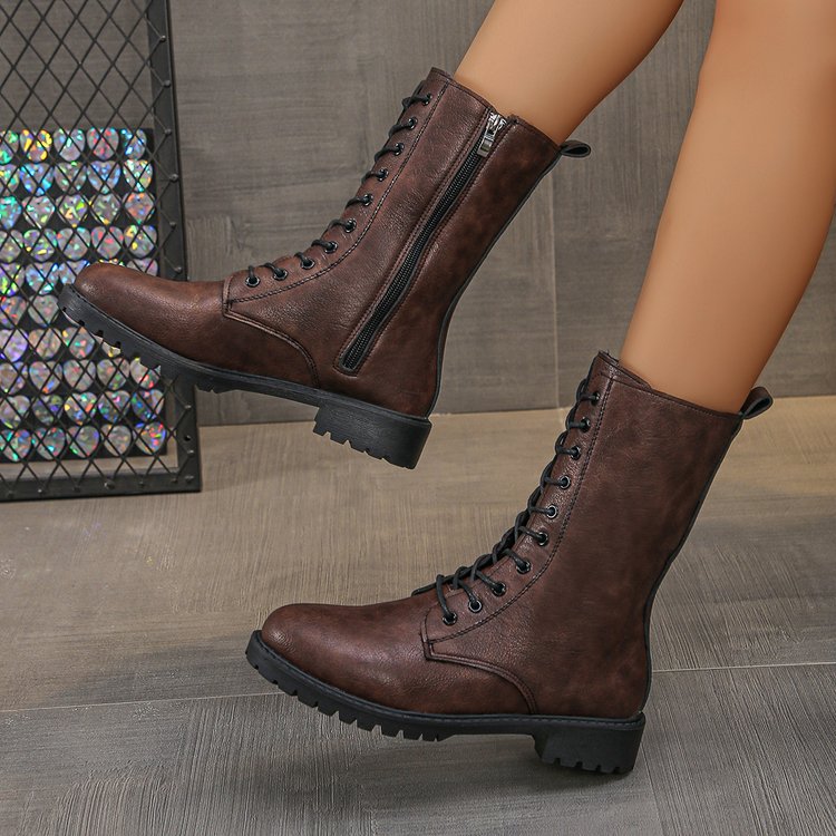 Flat Mid-calf Lace-up Boots For Women foto 2
