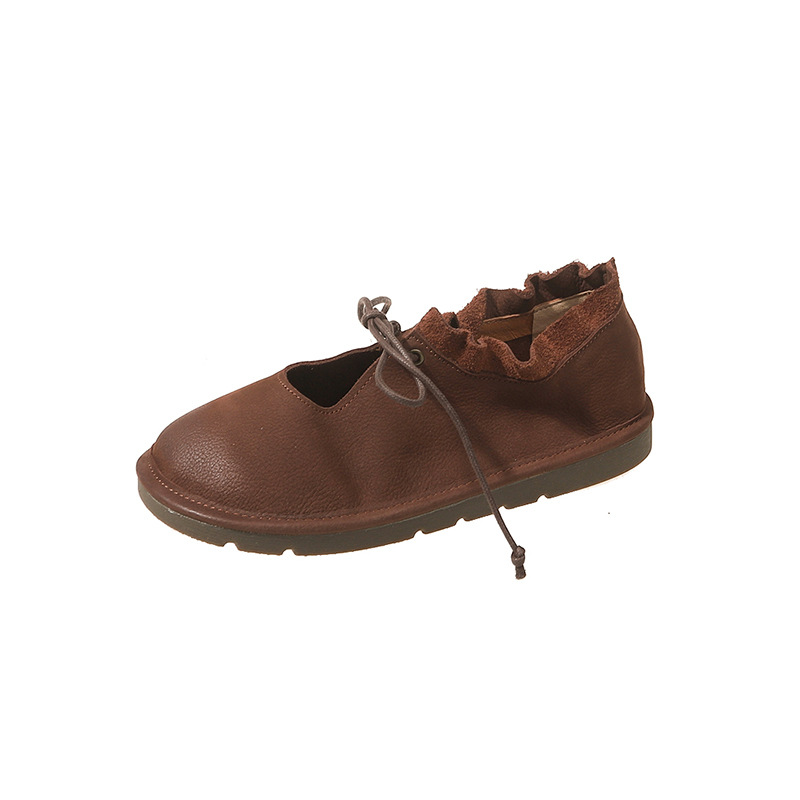 Retro Round Head Leisure Women's Flat British Style Soft Sole Shoes foto 5