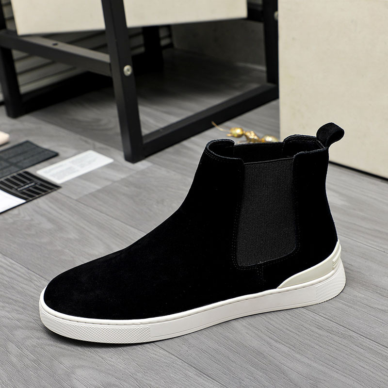Men's High-top Slip-on Shoes With Soft Sole, Made From Suede LeatherLightweight And Casual foto 3