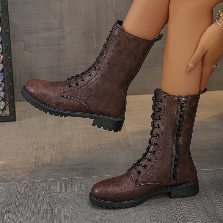 Flat Mid-calf Lace-up Boots For Women foto 4