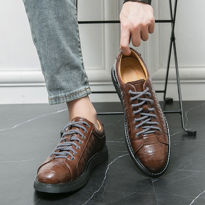 Men's Casual Leather Shoes Lace-up Flat Bottom Daily foto 4