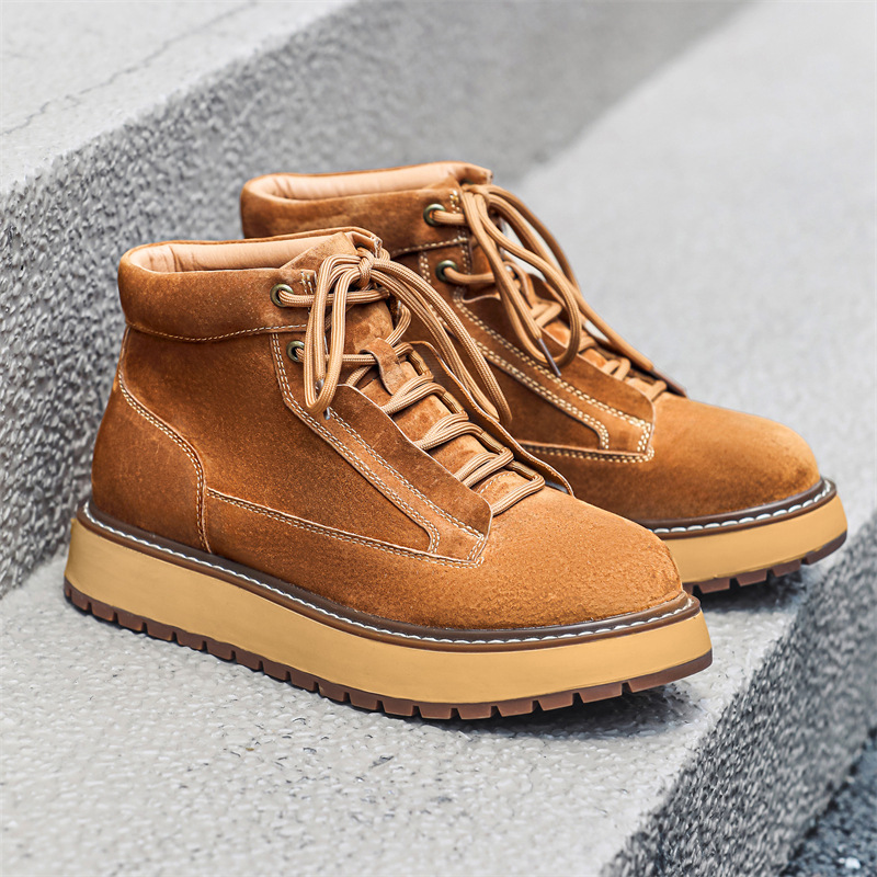 Genuine Leather Casual Platform Worker Boot British Retro Ankle Boots foto 5