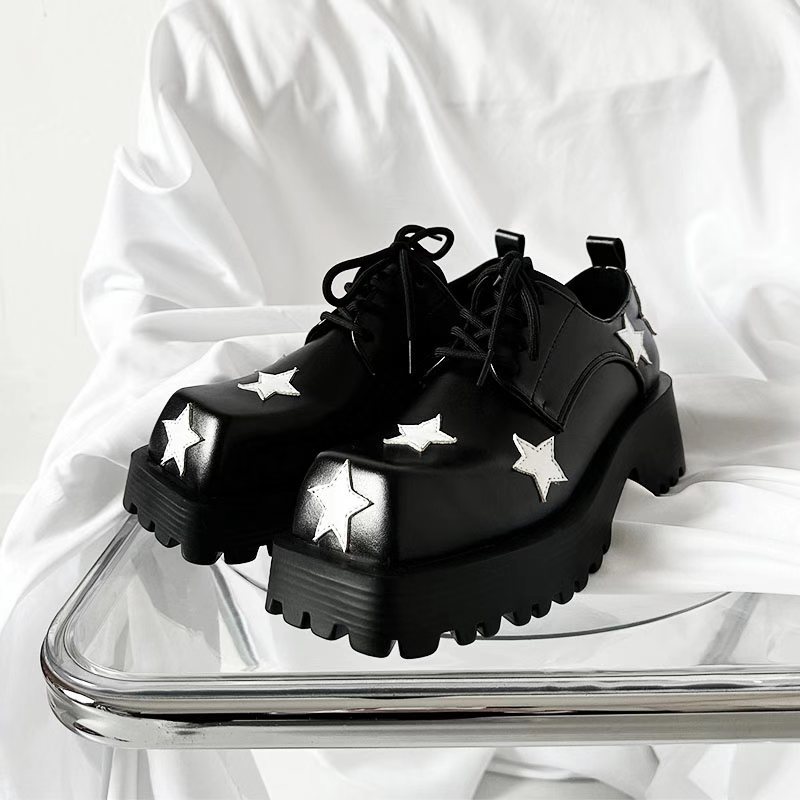 All-match Casual Platform Square Head XINGX Height-increasing Leather Shoes